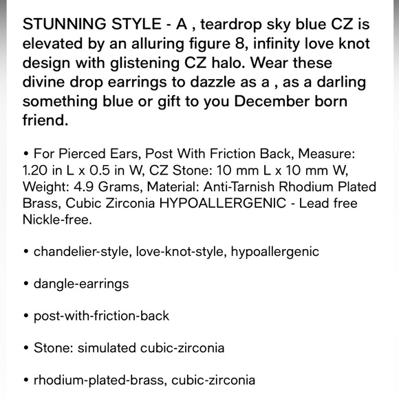 Elegant Teardrop Earrings NWT - Picture 4 of 4